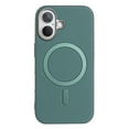 thumbnail image 1 of for iPhone 16 Plus PU Leather Case, Classic Phone Case Smooth Matte [Compatible with Magsafe], Plating Bumper Frame Lightweight Magnetic Anti-Scratch Cover for iPhone 16 Plus, Green, 1 of 6