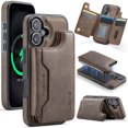 thumbnail image 1 of For iPhone 16 Plus PU Leather Wallet Phone Case,Compatible with Mag-Safe,Magnetic Detachable Card Holder,Back Flip Kickstand,2-in-1 Heavy Duty Shockproof RFID Blocking Phone Case,Coffee, 1 of 7