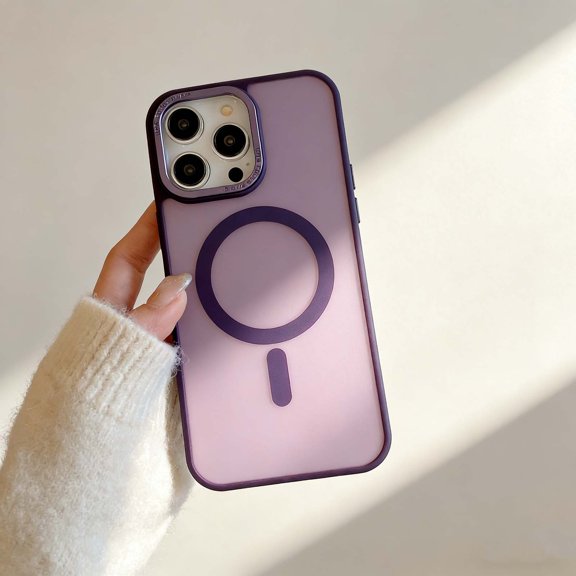 For iPhone 16 Plus Phone Case,Compatible With Wireless Charging,Fingerprint-proof Matte Translucent Back Design,Shockproof Anti-fall Non-Slip Drop Protection,Ultra Slim Phone Case,Darkpurple