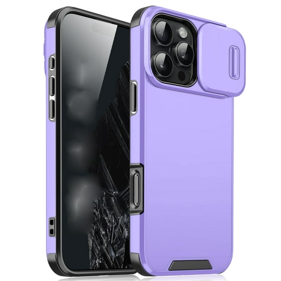 for iPhone 16 Plus Phone Case: Shockproof Protective Rugged Phone Cover with Camera Lens Slide | Drop Proof Military-Grade Protection TPU Hybrid Bumper Cases for iPhone 16 Plus,Purple