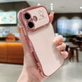 thumbnail image 1 of For iPhone 16 Plus Phone Case,Wavy Frame Designing,Love Heart Pattern,Luxury Plating Shockproof Anti-fall Soft TPU Ultra Slim Thin Fit Cute Electroplated Phone Case Cover,Pink, 1 of 8