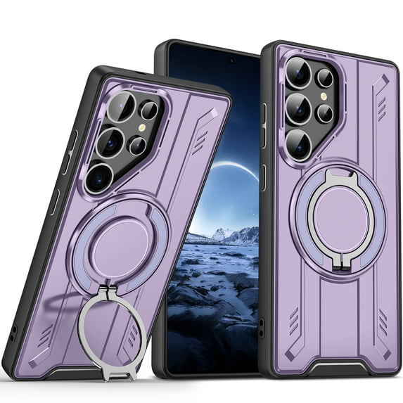 for iPhone 16 Plus Rugged Grip Phone Case Compatible with MagSafe, 360 Rotating Ring Holder Stand Magnetic Case, Military-Grade Protection Anti-Scratch Anti-Slip Shockproof Cover,Purple
