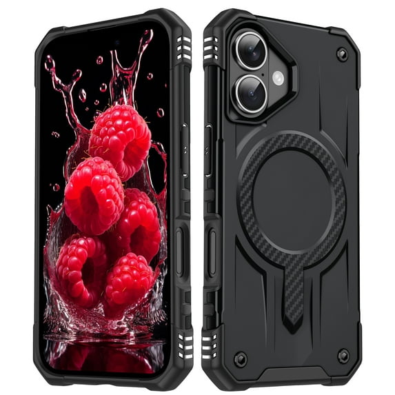 for iPhone 16 Plus Rugged Grip Phone Case,Compatible with MagSafe,Magnetic Case For iPhone 16 Plus, Military-Grade Protection Anti-Scratch Anti-Slip Shockproof Cover,Black