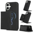 thumbnail image 1 of for iPhone 16 Plus Wallet Case, 2-in-1 Detachable Back Magnetic Cover & PU Leather Wallet Phone Case, with Folio 4 Card Holders, Support Mag-Safe Charging Case for iPhone 16 Plus, Black, 1 of 6
