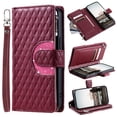 thumbnail image 1 of for iPhone 16 Plus Wallet Case with Card Holder & Kickstand & Wrist Strap, Flip Folio Book Style PU Leather Shockproof Protective Phone Cover with Crossbody Strap for iPhone 16 Plus, Winered, 1 of 10