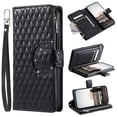 thumbnail image 1 of for iPhone 16 Plus Wallet Case with Card Holder & Kickstand & Wrist Strap, Flip Folio Book Style PU Leather Shockproof Protective Phone Cover with Crossbody Strap for iPhone 16 Plus, Black, 1 of 10