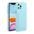 thumbnail image 1 of for iPhone 16 Plus Wallet Case Card Holder Slot Slim Fit Flexible TPU Gel Rubber Soft Skin Liquid Silicone Protective Phone Case Cover for iPhone 16 Plus,Lightblue, 1 of 5