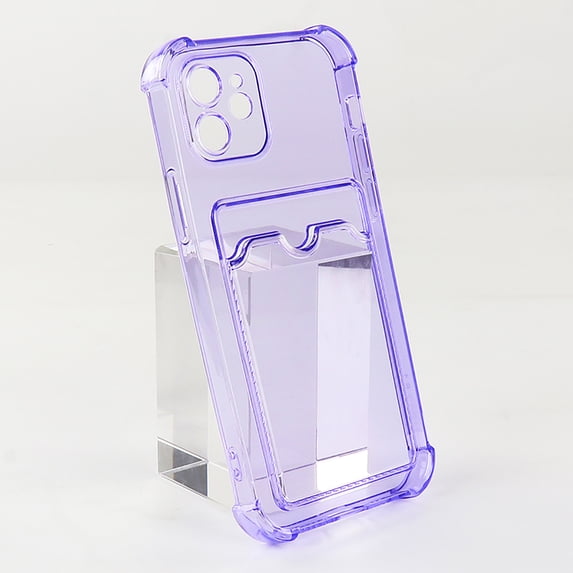 for iPhone 16 Plus Wallet Case,Clear Protective Card Slot Case,Slim Fit Drop Resistant Soft TPU Wallet Case with Bumper,Back Card Holder Pocket Case For iPhone 16 Plus,Purple