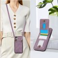 thumbnail image 1 of iPhone 16 Plus Wallet Case, Crossbody Shoulder Strap Premium PU Leather Cards Slots Stand Feature Shockproof Bumper Drop Protection Phone Case Cover for Apple iPhone 16 Plus, Purple, 1 of 8