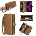 thumbnail image 1 of for iPhone 16 Plus Wallet Case, Durable PU Leather 2-in-1 Detachable Magnetic Flip Phone Case for iPhone 16 Plus Case Wallet with Card Holder Slots Zipper Pouch for Women Men, Brown, 1 of 6