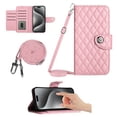 thumbnail image 1 of for iPhone 16 Plus Wallet Case, Elegant Card Holder Cash Slot PU Leather Kickstand Shoulder Strap Shockproof Protective Flip Women Girls Case Cover for iPhone 16 Plus, Pink, 1 of 3