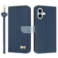 thumbnail image 1 of for iPhone 16 Plus Wallet Case, Magnetic Closure & Adjustable Kickstand & Card Slots & Shoulder Strap & Wrist Strap Full Body Protection Rugged Phone Case for iPhone 16 Plus, Darkblue, 1 of 10