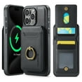 thumbnail image 1 of for iPhone 16 Plus Wallet Case with Magnetic Detachable Card Holder,360°Rotation Ring Holder Kickstand,PU Leather Shockproof Case,RFID Blocking Magnetic Clasp Protective Case,Black, 1 of 10