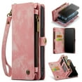 thumbnail image 1 of For iPhone 16 Plus Wallet Case,Multi-Functional Retro Leather Purse Flip Cover Zipper Wallet Case with Removable Card Slots Pocket & Detachable Wrist Strap Magnetic Phone Case, Pink, 1 of 7