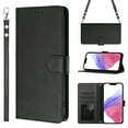 thumbnail image 1 of for iPhone 16 Plus Wallet Case, [RFID Blocking 3 Card Slots] Phone Stand, Wrist Strap, Shoulder Strap Magnetic Closure, Soft PU Leather Shockproof Flip Cases Cover for iPhone 16 Plus, Black, 1 of 16
