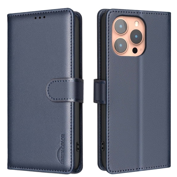 For iPhone 16 Plus Wallet Case with RFID Blocking Credit Card Holder, PU Leather Folio Flip Kickstand Protective Shockproof Rugged Anti-fall Phone Case Cover For Women Men,Blue