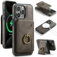 thumbnail image 1 of for iPhone 16 Plus Wallet Case with Removable Card Holder, 360° Rotation Ring Kickstand RFID Blocking PU Leather Magnetic Clasp Shockproof Rugged Phone Case Cover for Women Men,Coffee, 1 of 10