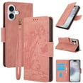 thumbnail image 1 of For iPhone 16 Plus Wallet Case for Women, with RFID Blocking Card Slots, Kickstand ,Floral Butterfly Embossing PU Leather Wallet Shockproof Anti-fall Phone Case With Strap,Pink, 1 of 7