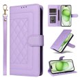 thumbnail image 1 of for iPhone 16 Plus Wallet Flip Case, Classic PU Leather Card Slots with Lanyard Magnetic Closure Kickstand Drop Protective Soft TPU Inner Phone Case Cover for iPhone 16 Plus, Purple, 1 of 8