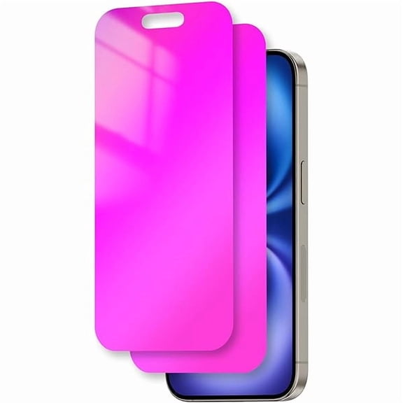 for iPhone 16 Privacy Screen Protector 6.1 Inch Anti Blue Light for 16 Tempered Glass 28 Rose red Gradient Anti-Spy Easy Installation Full Coverage Anti-Scratch
