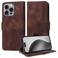 thumbnail image 1 of for iPhone 16 Pro 6.3" Pattern Wallet Case, Magnetic Closure PU Leather Wallet Flip Case with Card Holder Kickstand Shockproof Purse Phone Cover with Wrist Strap for iPhone 16 Pro, Coffee, 1 of 11