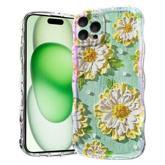 for iPhone 16 Pro 6.3 inch Magnetic Case Compatible with Mag-Safe, Floral Butterfly Pattern Wave Edge Case for Girls Women, Anti-Drop Shockproof Hard Phone Cover for iPhone 16 Pro, Floral-C