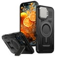 thumbnail image 1 of for iPhone 16 Pro Armor Case with Stand, [Compatible with MagSafe] [Built-in Camera Cover Kickstand] Heavy Duty Rugged Strong Magnetic Hard Phone Case for iPhone 16 Pro, Black, 1 of 6