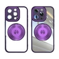 thumbnail image 1 of for iPhone 16 Pro Back Case with Lens Protector, Slim TPU Frame Rotating Ring Bracket Magnetic PC Clear Back Anti-Scratch Anti-fingerprint Phone Case for iPhone 16 Pro, Darkpurple, 1 of 7