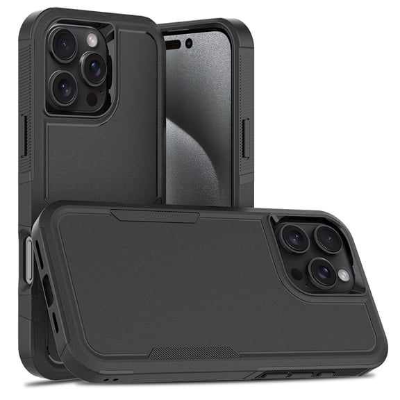 for iPhone 16 Pro Back Case, Luxury Ultra Slim PC + TPU Double-Layer Anti-Fall Shockproof Drop Protective Lightweight 2 In 1 Phone Case Cover for iPhone 16 Pro, Black