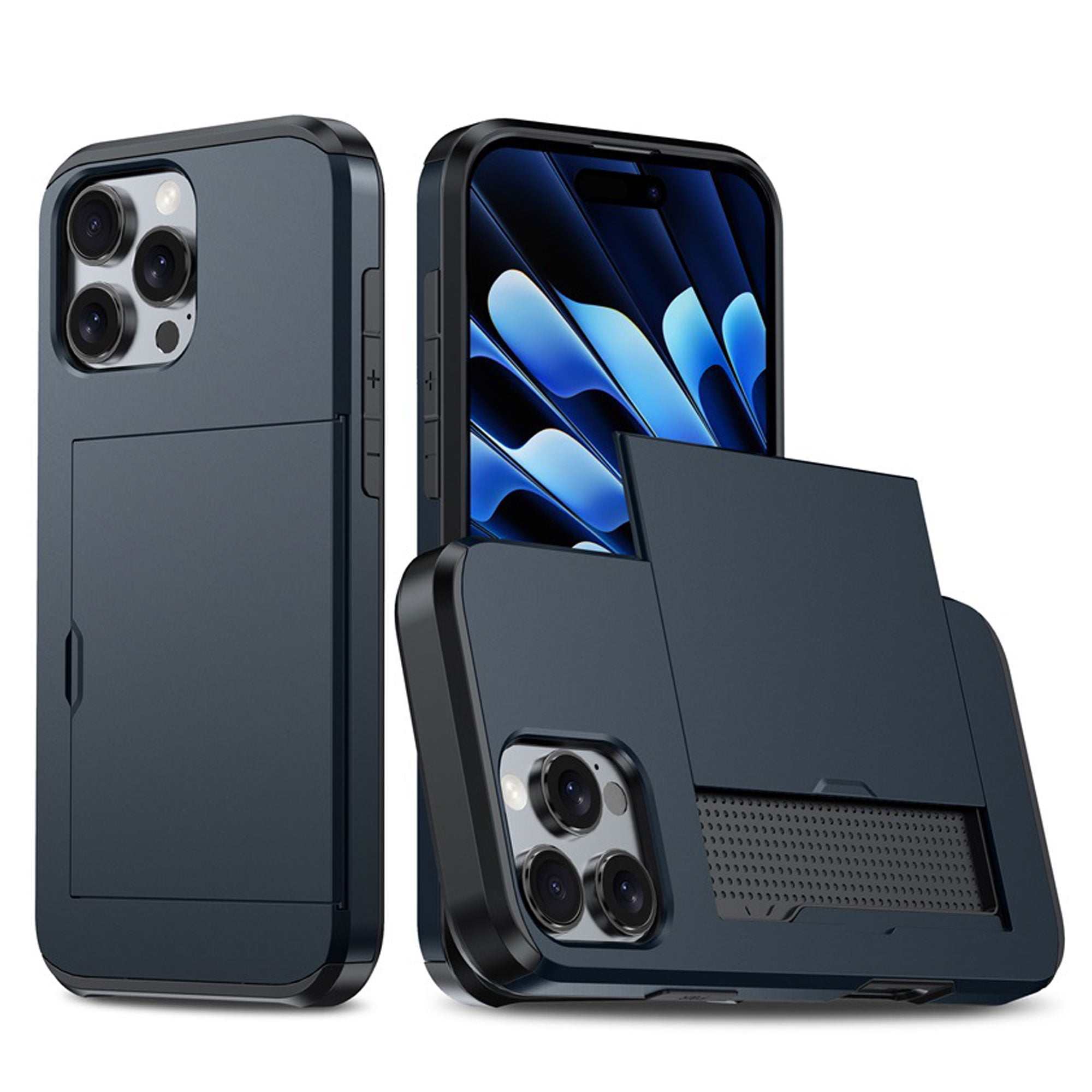 iPhone 16 Pro Card Holder Case, Dual Layer Wallet Phone Cover Design