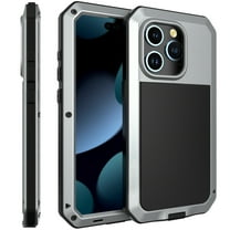 for iPhone 16 Pro Case, 360 Full Body Protective Cover Heavy Duty Shockproof Armor Aluminum Alloy Metal Case with Silicone Built-in Screen Protector for iPhone 16 Pro, Silver