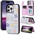 thumbnail image 1 of For iPhone 16 Pro Case with Card Holder, Stylish Flower with Glitter Bling Rhinestone Stand Shockproof Slim Fit Bumper Wallet Case for Apple iPhone 16 Pro, Floret, 1 of 6