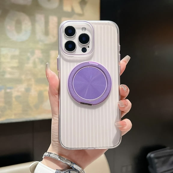 for iPhone 16 Pro Case Clear with Kickstand Magnetic Ring Stand [Compatible with MagSafe] [Drop Protection] Transparent Slim Fit Anti-Yellowing Phone Grip Cover for Men Women, Purple