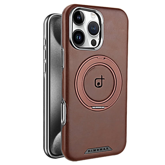 for iPhone 16 Pro Case Compatible with MagSafe, 360° Rotating Ring Kickstand, Ultra Slim Lightweight Shockproof Back Cover, Luxury Drop Protective Phone Case for iPhone 16 Pro, Darkbrown