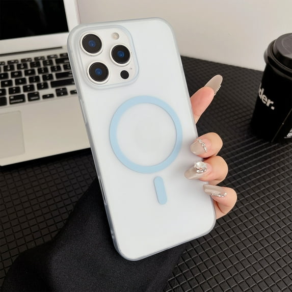 for iPhone 16 Pro Case, Compatible with MagSafe, Military Grade Drop Protection, Not Yellowing, Ultra Slim Translucent Matte Anti-Fingerprint Shockproof Frosted Lightweight Phone Cover, Skyblue