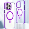 thumbnail image 1 of For iPhone 16 Pro Case, Compatible with MagSafe, Military-Grade Protection, Yellowing Resistant, Scratch-Resistant Back, Magnetic Shockproof Clear Crystal Phone Case for iPhone 16 Pro,Purple, 1 of 8