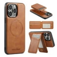 thumbnail image 1 of for iPhone 16 Pro Case [Compatible with MagSafe] with Removable Card Holder Magsafe case Wallet 2 in 1 Detachable Back Cards Slot Premium PU Leather Magnetic Car Holder Mount case, Brown, 1 of 10