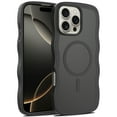 thumbnail image 1 of for iPhone 16 Pro Case Compatible with MagSafe, Wave Texture Frame Ultra Slim Back Cover, TPU+PC Hybrid Anti-Scratch Shockproof Protective Case, Lightweight & Anti-Fingerprint, Black, 1 of 6