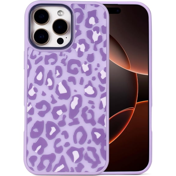for iPhone 16 Pro Case, Compatible with Magsafe, Military-Grade Protection, All-Around Shockproof Corners, Cheetah Print Leopard Case for iPhone 16 Pro - Purple