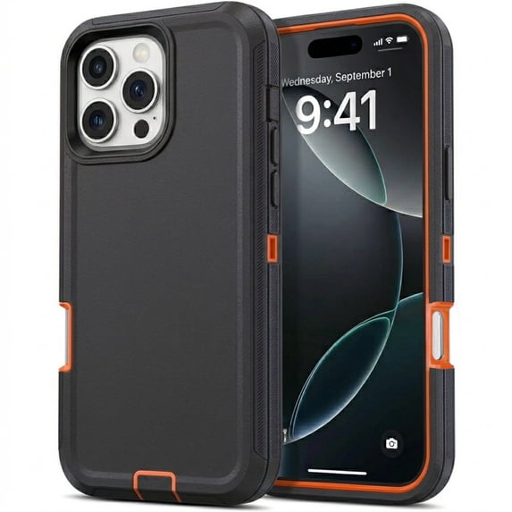 iPhone 16 Pro Case Cover 3 Layer Rugged / Heavy Duty / Shockproof 6.3" Orange