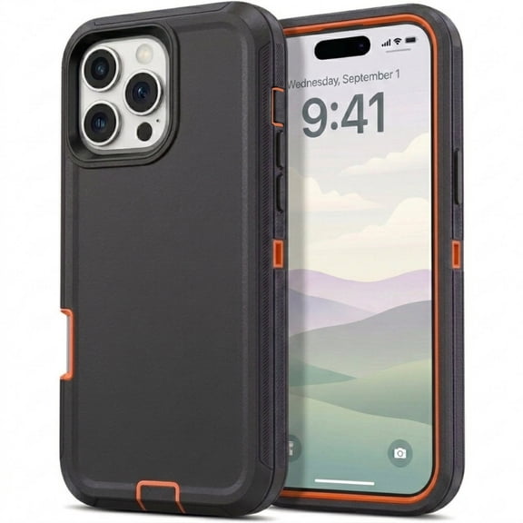 iPhone 16 Pro Case Cover 3 Layer Rugged / Heavy Duty / Shockproof 6.3" Orange