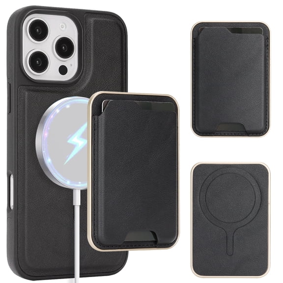 For iPhone 16 Pro Case with Credit Card Holder,for iPhone 16 Pro Max Phone Premium Leather Case Removable Wallet Compatible with MagSafe,Wallet Detachable 2-in-1 Women Men,Black