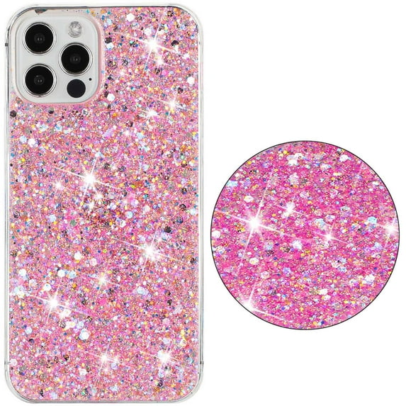 For iPhone 16 Pro Case,Cute Glitter Bling Twinkle Stardust with Drop Protection Shockproof Soft TPU Slim Flexible Phone Case Girls/Women Protective case for iPhone 16 Pro,Anti Scratch,Pink