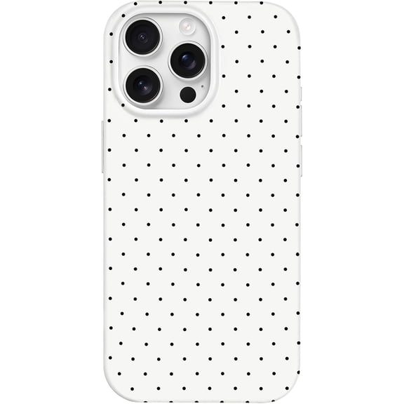 for iPhone 16 Pro Case Cute Polka Dot Aesthetic Design Simple Cover 6.3", Thin Slim Anti-Scratch Soft TPU Bumper Shockproof Rubber Protective Phone Cases for Women Girls Girly Boys, White