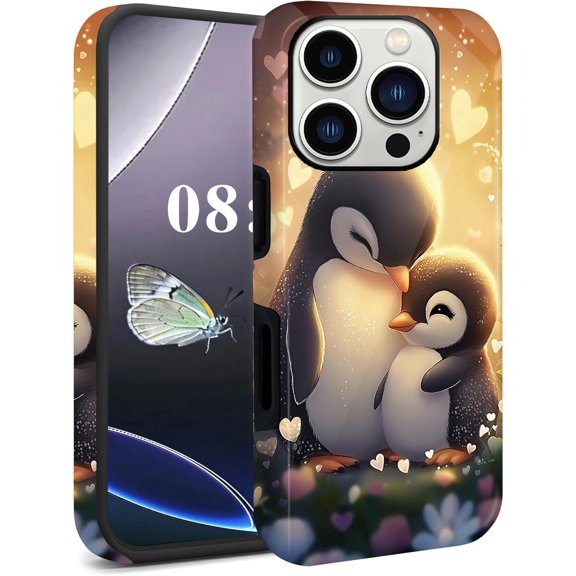 for iPhone 16 Pro Case, Dual Layer PC + Soft TPU Heavy Duty 2 in 1 Shockproof Protective Phone Case for iPhone 16 Pro (6.3") 2024 Cute Pattern – Cute Penguin