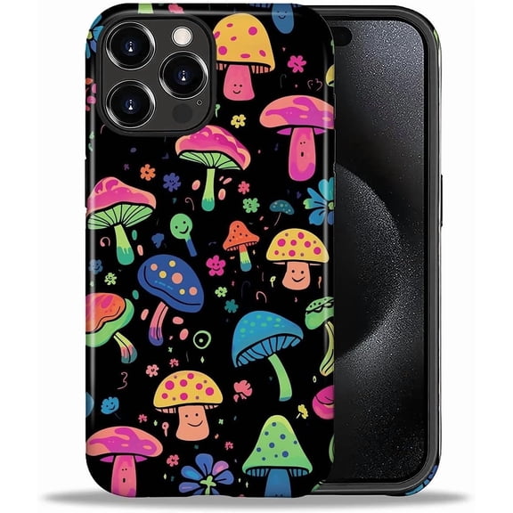 for iPhone 16 Pro Case, [Hybrid 2-Layer Hard Shell] Military-Grade Protection, All-Around Shockproof, Silicone Protective Phone Case for iPhone 16 Pro - Coloring Mushroom