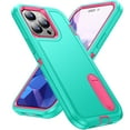 thumbnail image 1 of for iPhone 16 Pro Case with Kickstand, [10FT Military Drop Protection] Rugged Heavy Duty Hard PC+Soft Silicone Rubber Bumper Hybrid Triple-Layer Case for iPhone 16 Pro,
Mint+Rose, 1 of 8