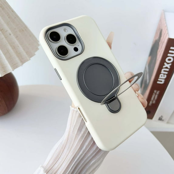 For iPhone 16 Pro Case, Magnetic Back Cover Compatible with Magsafe Shockproof Drop Protection Anti-Scratch Ring Holder Kickstand Slim Fit Bumper Rugged Phone Case for Apple iPhone 16 Pro,White