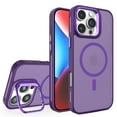 thumbnail image 1 of For iPhone 16 Pro Case Magnetic, [Compatible with Magsafe] Matte Translucent [Camera Lens Kickstand] Shockproof Drop Protection Bumper Rugged Phone Case for Apple iPhone 16 Pro, Darkpurple, 1 of 9