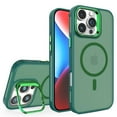 thumbnail image 1 of For iPhone 16 Pro Case Magnetic, [Compatible with Magsafe] Matte Translucent [Camera Lens Kickstand] Shockproof Drop Protection Bumper Rugged Phone Case for Apple iPhone 16 Pro, Darkgreen, 1 of 9